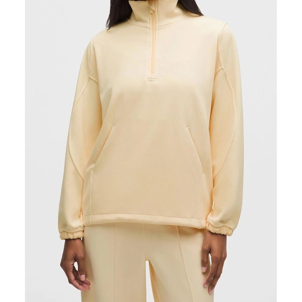 Lululemon Softstreme Long Half Zip Women Medium Cream NWT Oversized Pullover